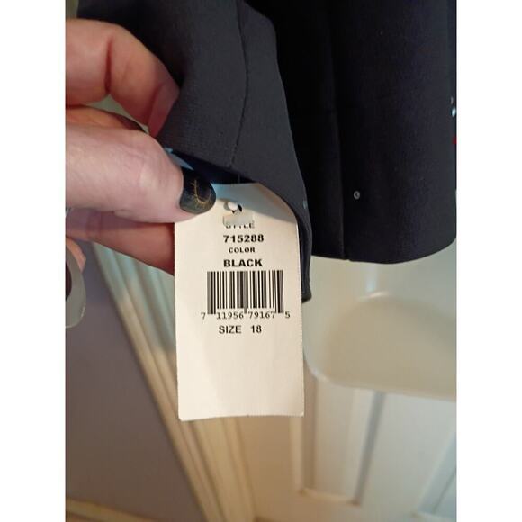 John Meyer Of Norwich Blazer Jacket Black Red Silver Rhinestone Sz 18 Festive... - Picture 10 of 13